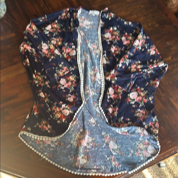 Floral Navy Sweater - Picture 1 of 4
